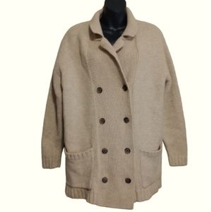 Lauren Ralph Lauren Women's Double Breasted Button Up Camel Hair Wool Sweater